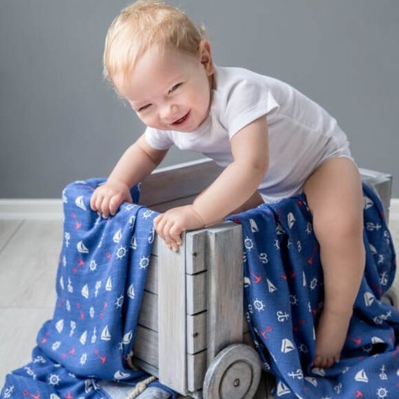 NWT Lenny Lamb Blanket Nautical - Picture 2 of 7